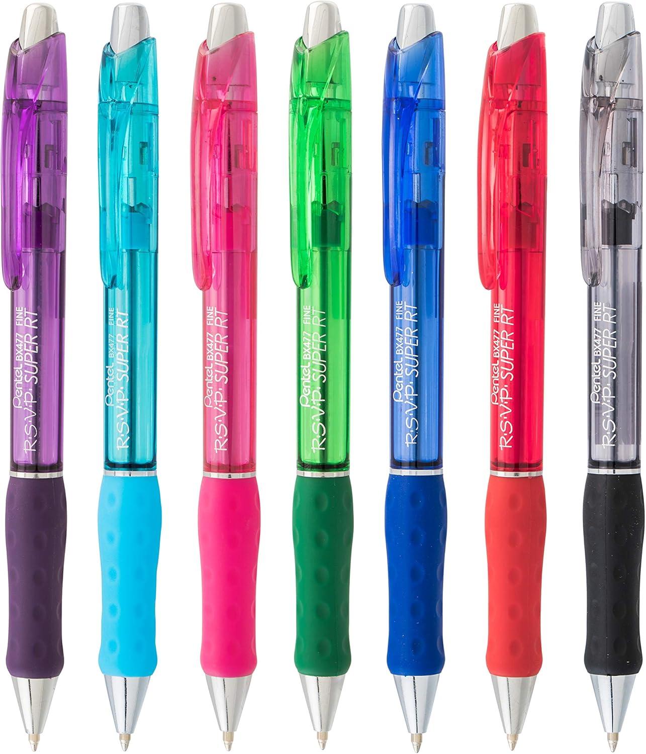 image:imagePentel RSVP Super RT Ballpoint Pen 07mm Fine Line Violet Ink BX477VGreen