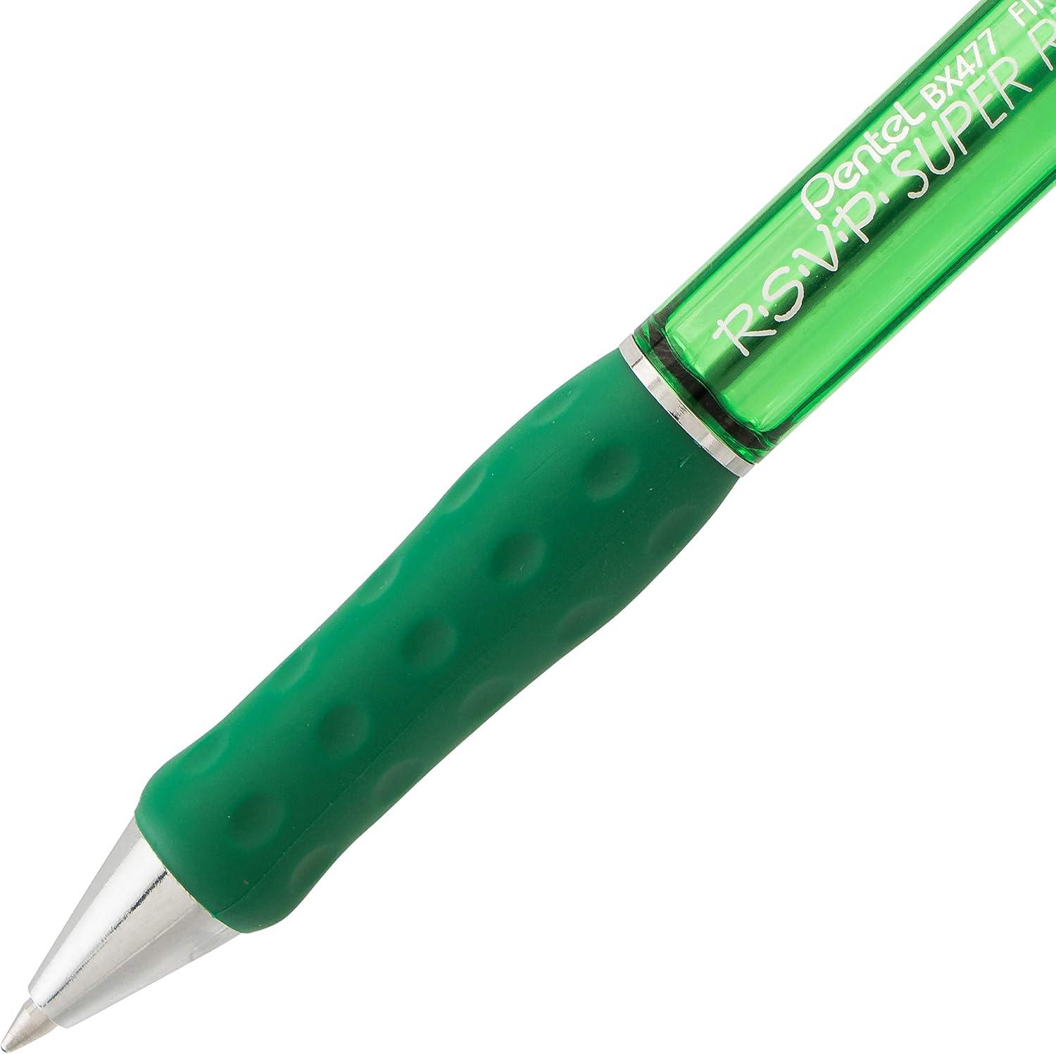 image:imagePentel RSVP Super RT Ballpoint Pen 07mm Fine Line Violet Ink BX477VGreen