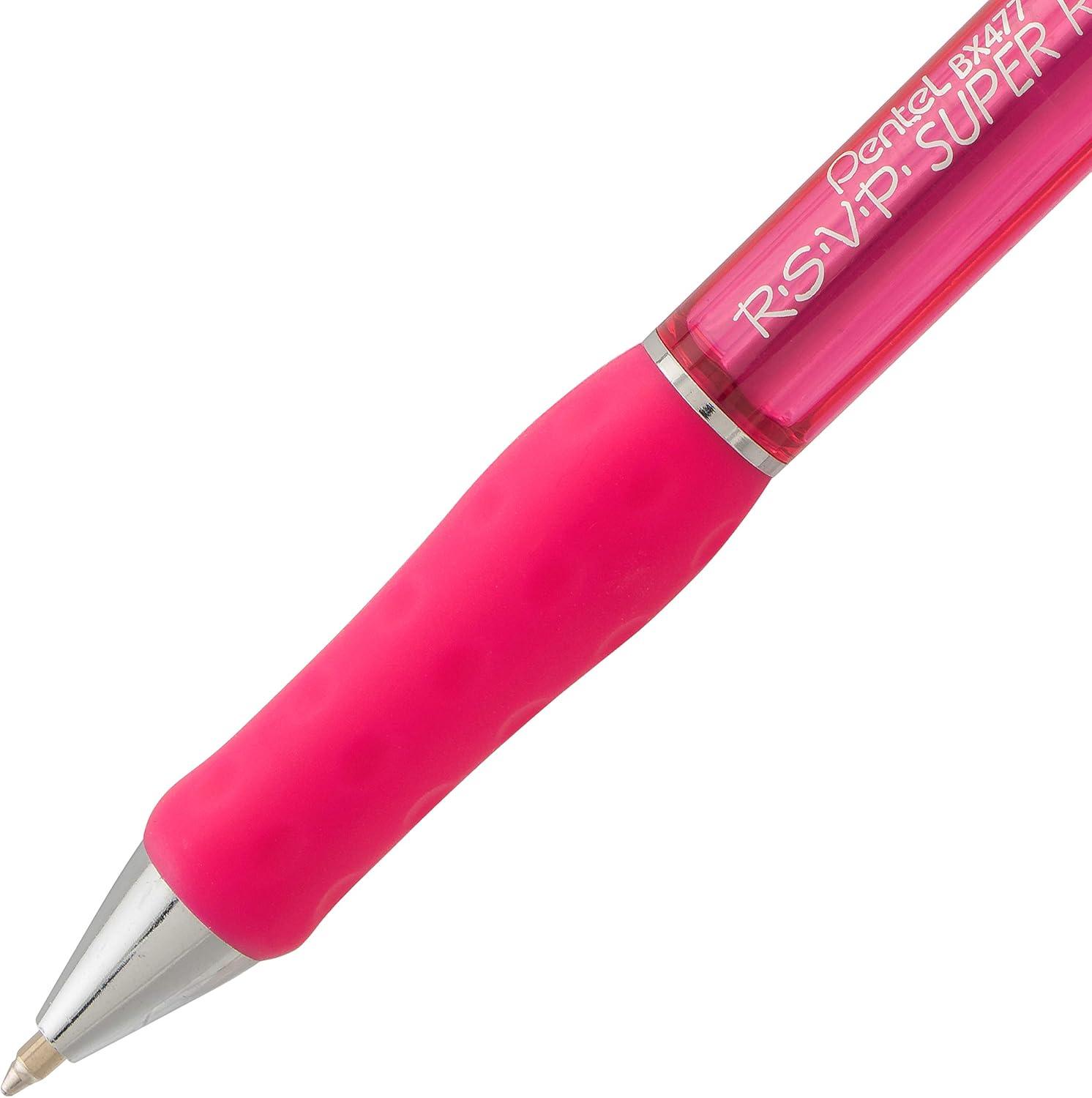 image:imagePentel RSVP Super RT Ballpoint Pen 07mm Fine Line Violet Ink BX477VPink