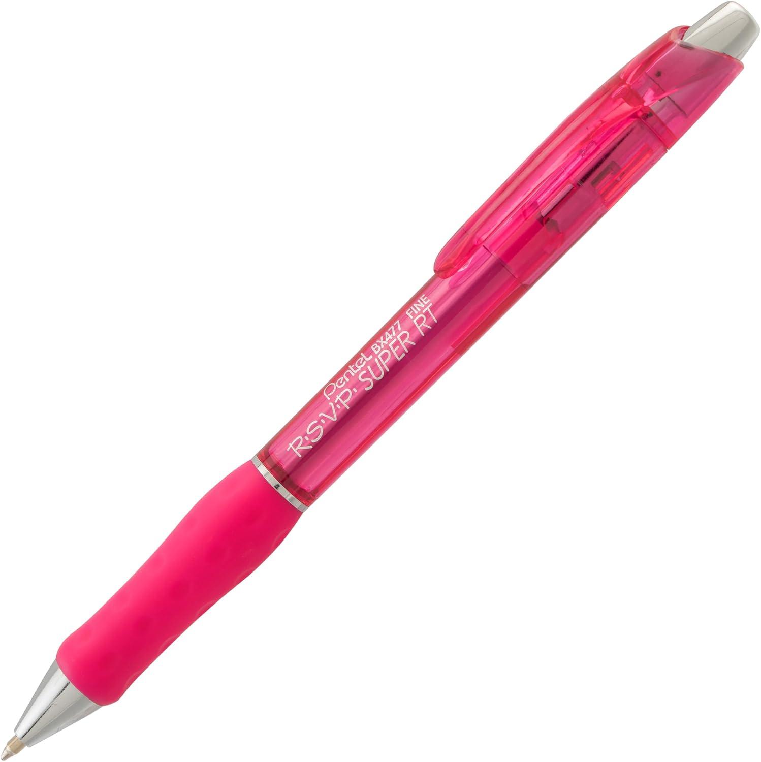 image:imagePentel RSVP Super RT Ballpoint Pen 07mm Fine Line Violet Ink BX477VPink