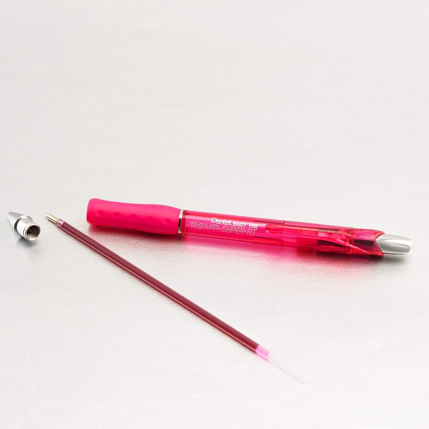 image:imagePentel RSVP Super RT Ballpoint Pen 07mm Fine Line Violet Ink BX477VPink