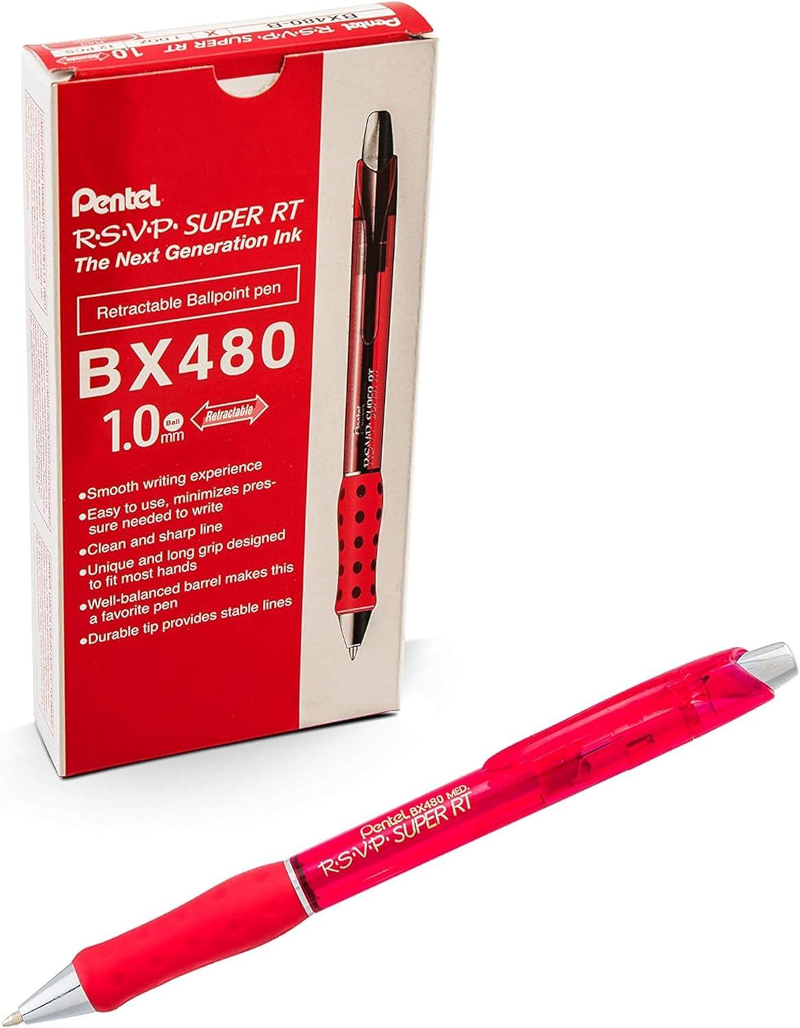 image:imagePentel RSVP Super RT Ballpoint Pen 07mm Fine Line Violet Ink BX477VRed