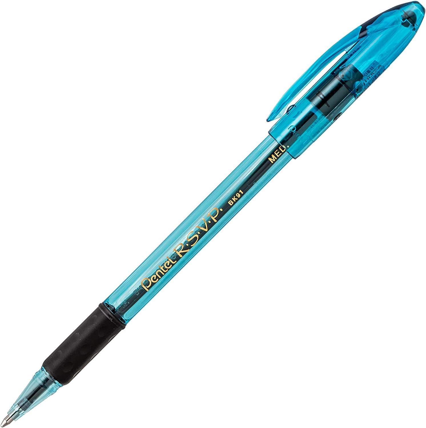 image:imagePentel Rsvp Pens Medium Point 10 mm 8 Assorted colors with LatexFree Rubber Grip for Comfortable Writing Pack of 16