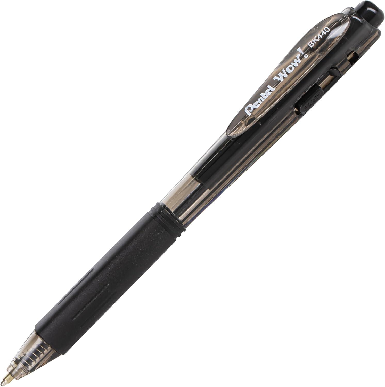 image:imagePentel Wow Retractable Ballpoint Pen 10mm Medium Line Black Ink Pack of 4 BK440BP4A