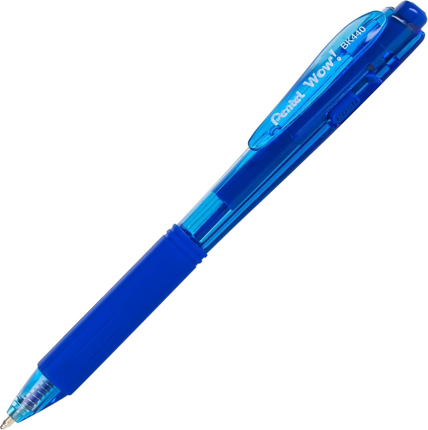 image:imagePentel Wow Retractable Ballpoint Pen 10mm Medium Line Blue Ink Pack of 5 BK440BP5C
