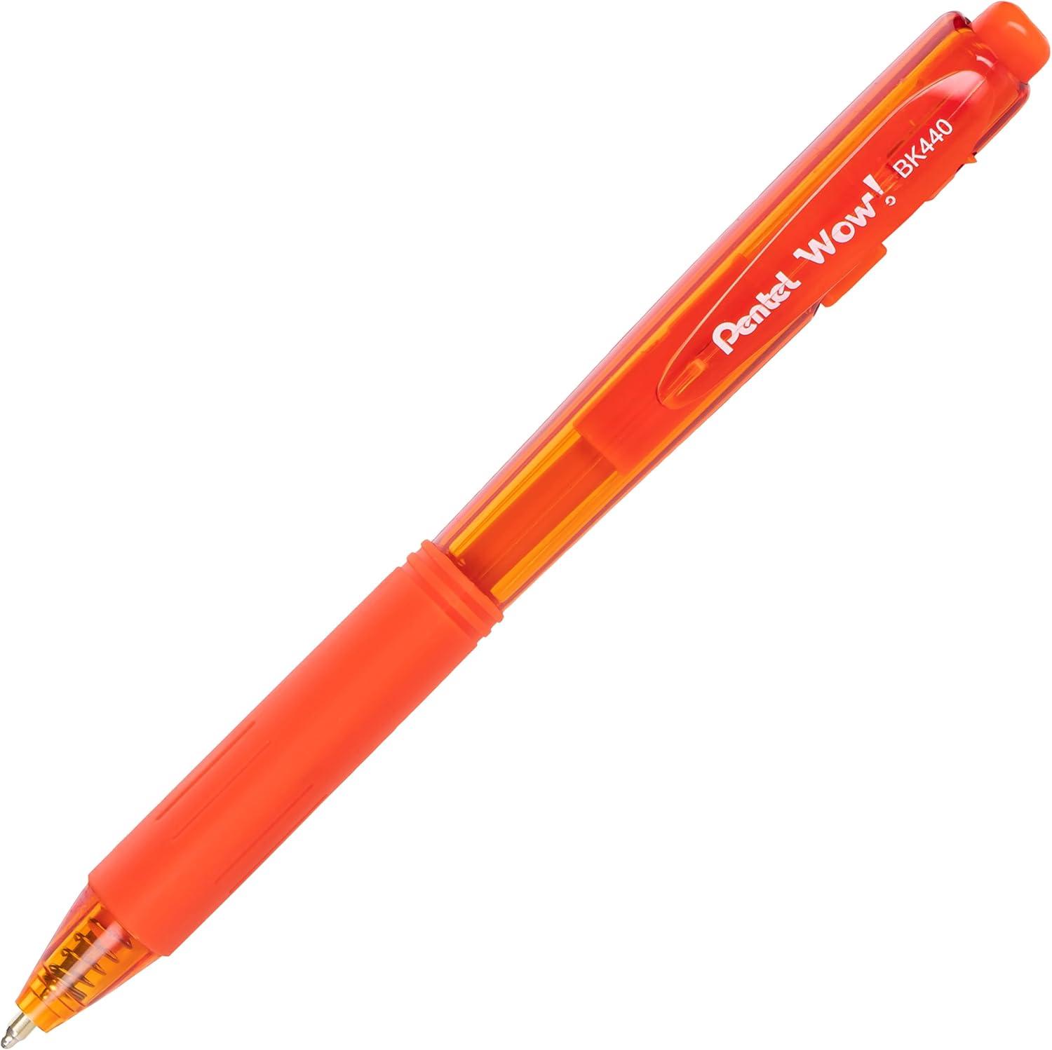 image:imagePentel Wow Retractable Ballpoint Pen 10mm Medium Line Orange Ink Box of 12 BK440F