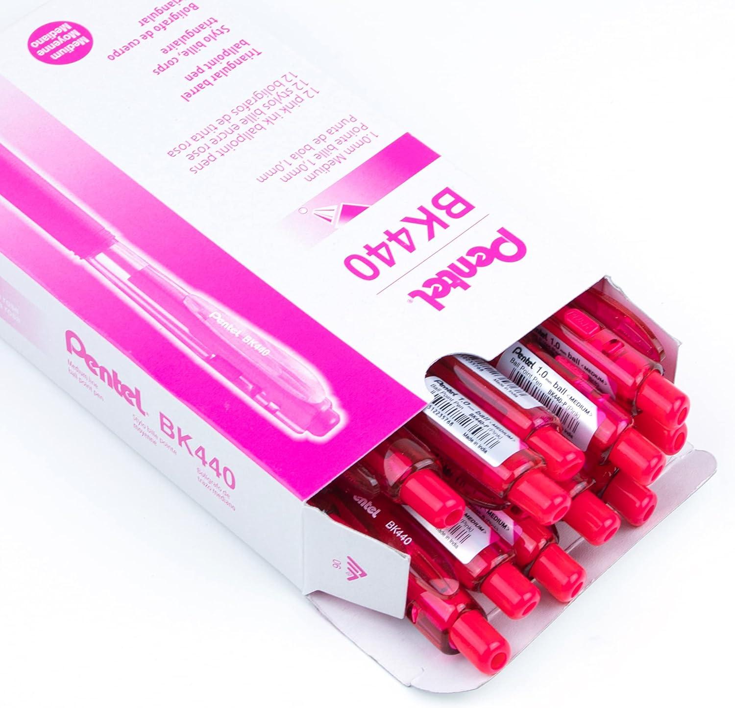 image:imagePentel Wow Retractable Ballpoint Pen 10mm Medium Line Pink Ink Box of 12 BK440P