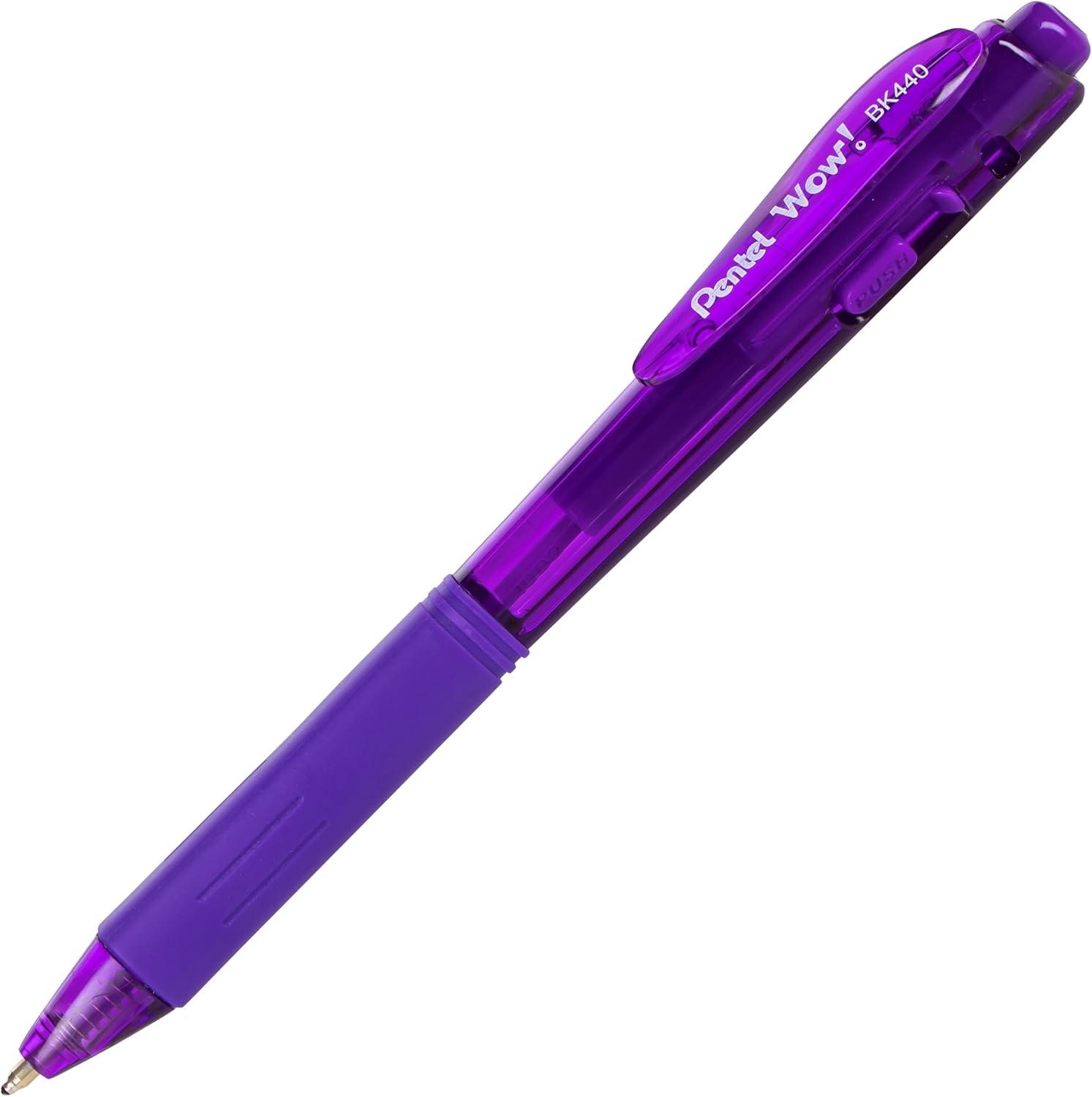 image:imagePentel Wow Retractable Ballpoint Pen 10mm Medium Line Violet Ink Box of 12 BK440V