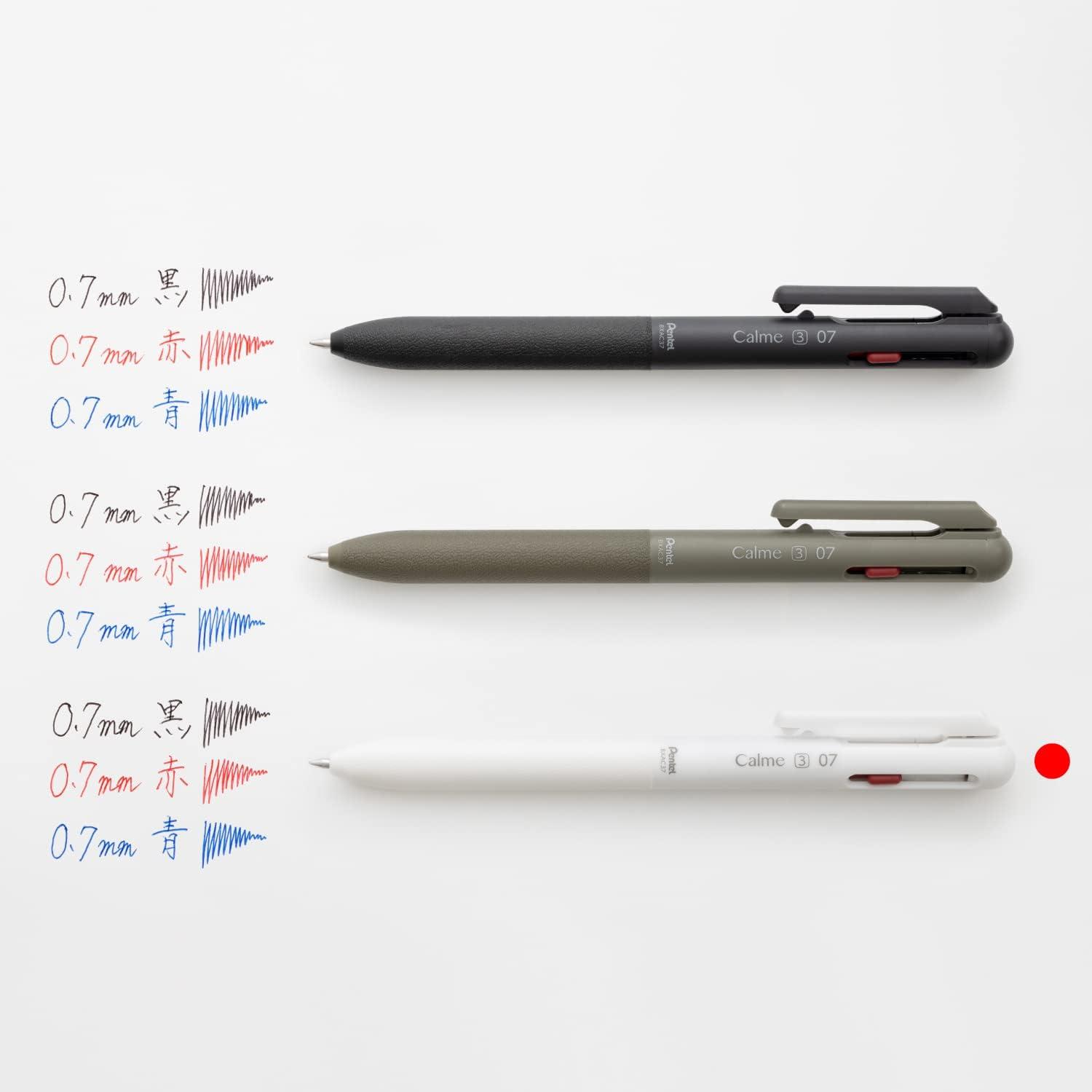 image:imagePentel XBXAC37W TriColor Ballpoint Pen Calme 07mm Grayish WhiteWhite Shaft