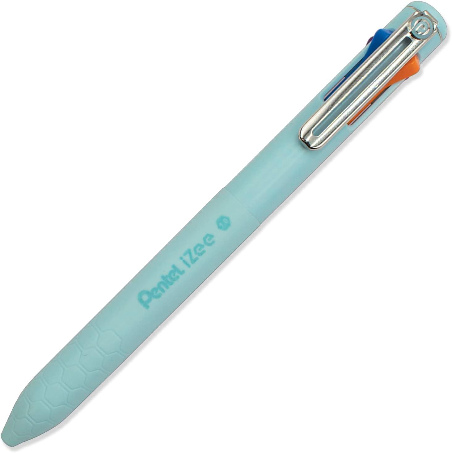 image:imagePentel iZee 4 Colour Ballpoint Pen Deep Blue Deep Violet amp Sky Blue Barrels Multi Ink Pack of 3