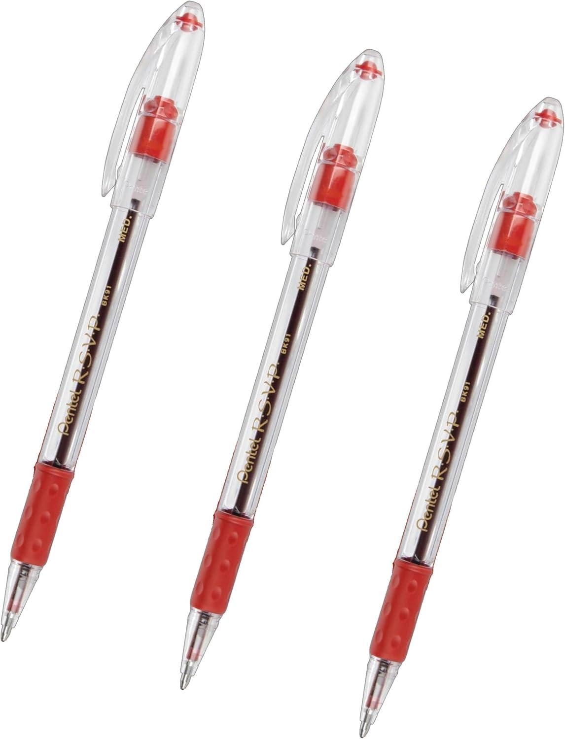 image:imageRSVP Ballpoint Pen 10mm Medium Line Red Ink Pack of 1 2 Count TotalRed