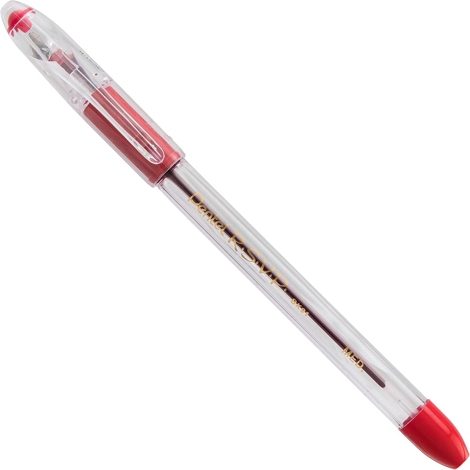 image:imageRSVP Ballpoint Pen 10mm Medium Line Red Ink Pack of 1 2 Count TotalRed
