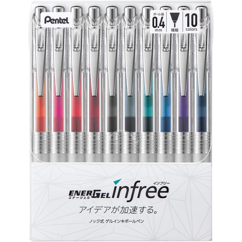 image:imagePentel BLN74TL10 Gel Ink Ballpoint Pen ENERGEL IN FREE 04mm 10 Colors
