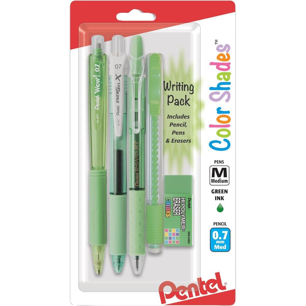 image:imagePentel Color Shades Writing Pack Pastel Light Green BLBKALZBPK Lime GreenGreen