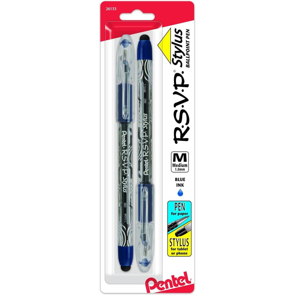 image:imagePentel RSVP STYLUS Ballpoint Pen Medium Line Black Ink Box of 12 BK91LAblue