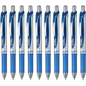 image:imagePentel BL80C 10 Blue Gel Ballpoint Pen EnerGel Ink 10 Pens003 inch 07 mm  Blue Silver Shaft