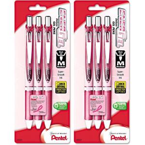 image:imagePentel Pink BCA EnerGel Retractable Liquid Gel Pen 07mm Medium Line Metal Tip Pink Barrel Black Ink Pack of 3 BL77PBP3ABC3 Count Pack of 2