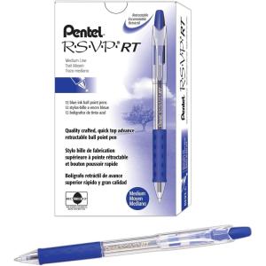 image:imagePentel RSVP RT Retractable Ballpoint Pen 10mm Tip Blue Ink Box of 12 BK93C