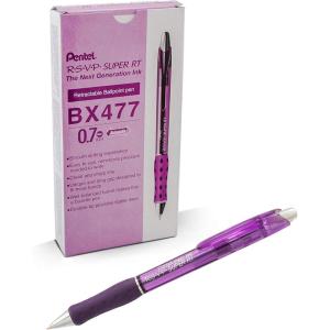 image:imagePentel RSVP Super RT Ballpoint Pen 07mm Fine Line Violet Ink BX477VPurple