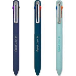 image:imagePentel iZee 4 Colour Ballpoint Pen  Deep Blue Deep Violet amp Sky Blue Barrels  Multi Ink  Pack of 3