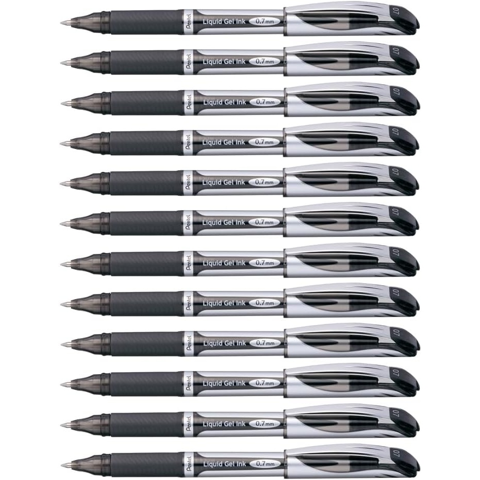 image:imagePentel EnerGel Deluxe Liquid Gel Pen Medium Line Metal Tip Blue Ink Box of 12 BL57CBlack
