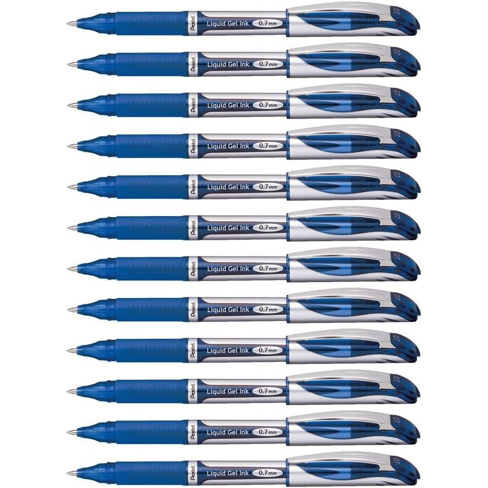 image:imagePentel EnerGel Deluxe Liquid Gel Pen Medium Line Metal Tip Blue Ink Box of 12 BL57CBlue