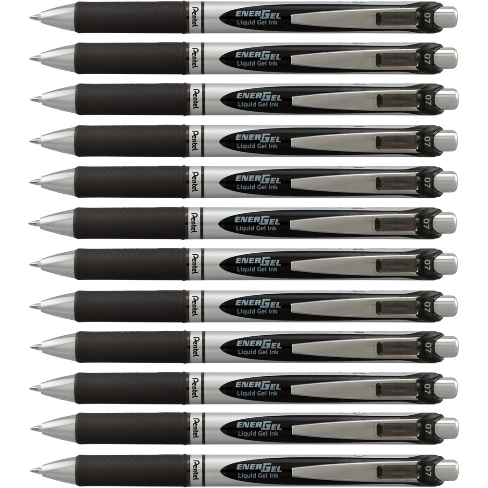 image:imagePentel EnerGel RTX Retractable Liquid Gel Ink Pen 07mm Medium line Yellow Ink Box of 12 Pens BL77GBlack