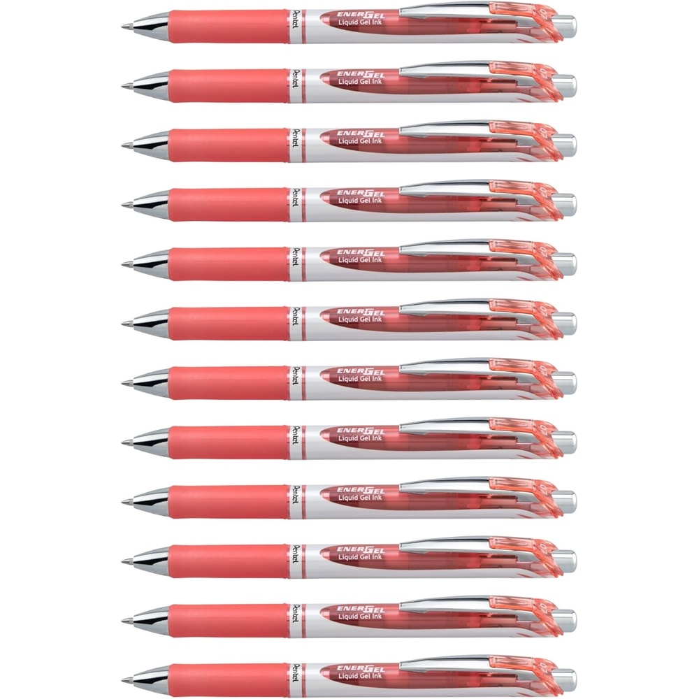 image:imagePentel EnerGel RTX Retractable Liquid Gel Ink Pen 07mm Medium line Yellow Ink Box of 12 Pens BL77GCoral Pink