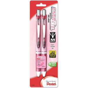 image:imagePentel Energel RTX Retractable Liquid Gel Pen Bold Line Metal Tip Blue Ink Pack of 2 BL80BP2CBlackPink Barrel