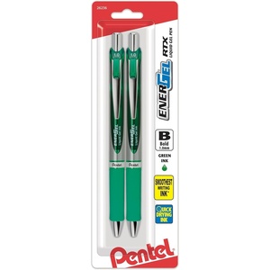image:imagePentel Energel RTX Retractable Liquid Gel Pen Bold Line Metal Tip Blue Ink Pack of 2 BL80BP2CGreen