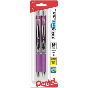 image:imagePentel Energel RTX Retractable Liquid Gel Pen Bold Line Metal Tip Blue Ink Pack of 2 BL80BP2CViolet