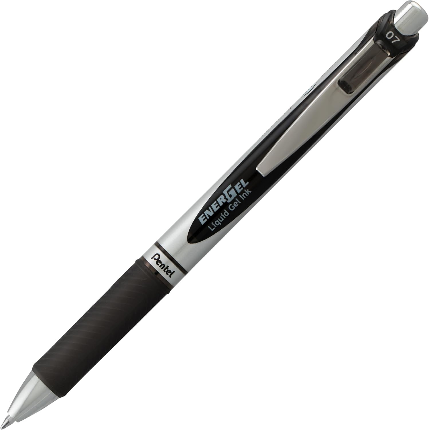 image:imageENERGEL Pentel RTX Retractable Liquid Gel Pen 07mm Medium Line Metal Tip Black Ink Window BL77PC12A1 Pack of 1 12 Count Total