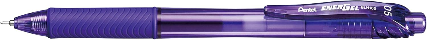 image:imagePentel 05mm EnerGelX Retractable Liquid Gel Pen with Needle Tip and Violet Ink Box of 12 BLN105V