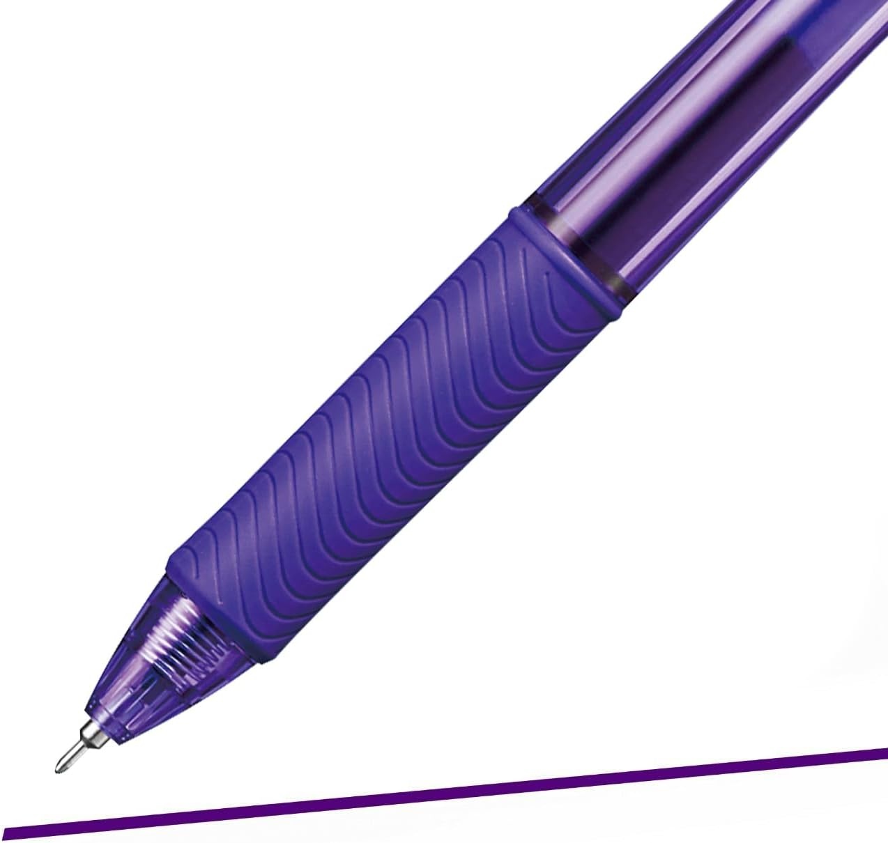 image:imagePentel 05mm EnerGelX Retractable Liquid Gel Pen with Needle Tip and Violet Ink Box of 12 BLN105V