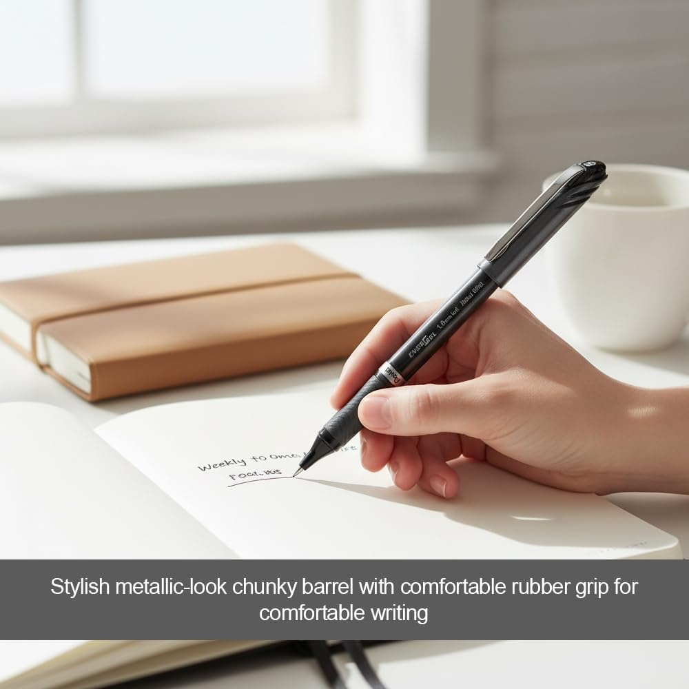 image:imagePentel ENERGEL NV Liquid Gel Pen 10mm Bold Line Capped Metal Tip Red Ink Box of 12 BL30BBlack
