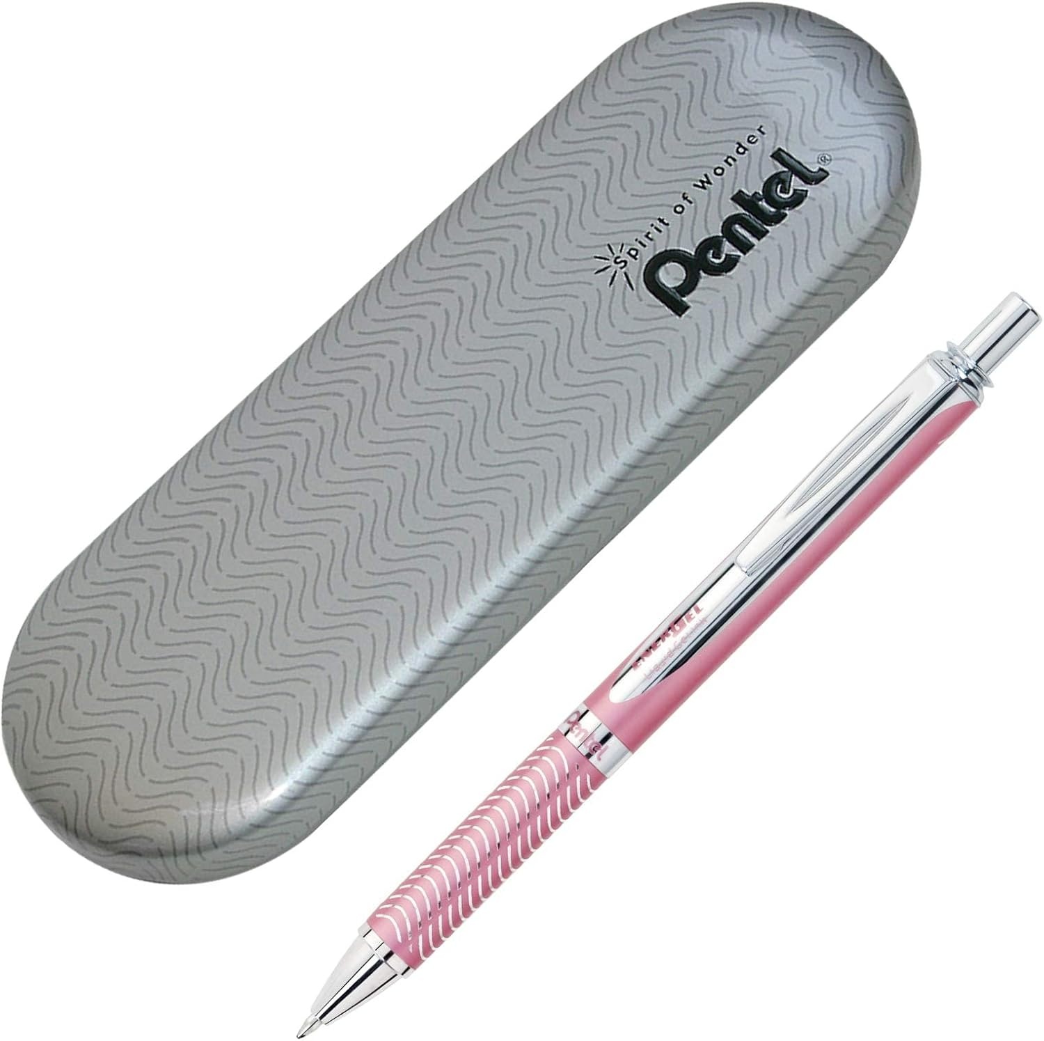 image:imagePentel EnerGel Alloy Retractable Liquid Gel Pen Red Barrel Black Ink 1 pack BL407BAPink