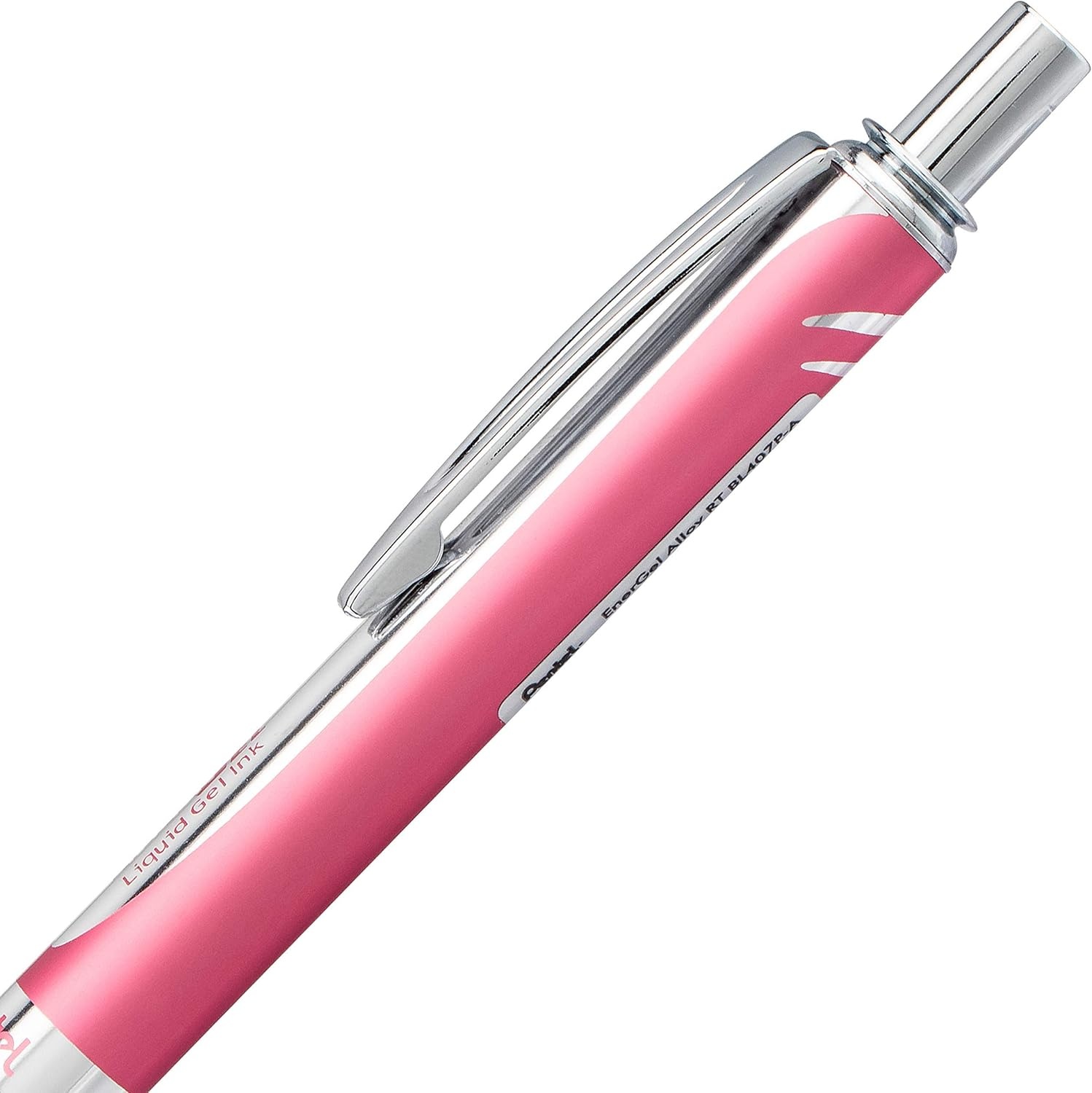 image:imagePentel EnerGel Alloy Retractable Liquid Gel Pen Red Barrel Black Ink 1 pack BL407BAPink