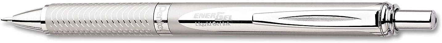 image:imagePentel EnerGel Alloy Retractable Liquid Gel Pen Red Barrel Black Ink 1 pack BL407BASilver