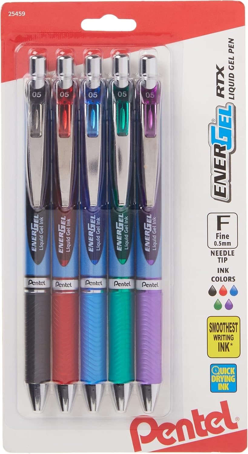 image:imagePentel EnerGel Deluxe RTX Retractable Liquid Gel Pen Medium Line Needle Tip Violet Ink Box of 12 BLN77VAssorted