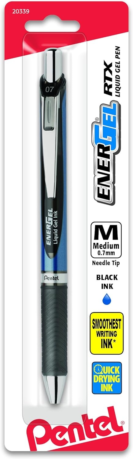 image:imagePentel EnerGel Deluxe RTX Retractable Liquid Gel Pen Medium Line Needle Tip Violet Ink Box of 12 BLN77VBlack