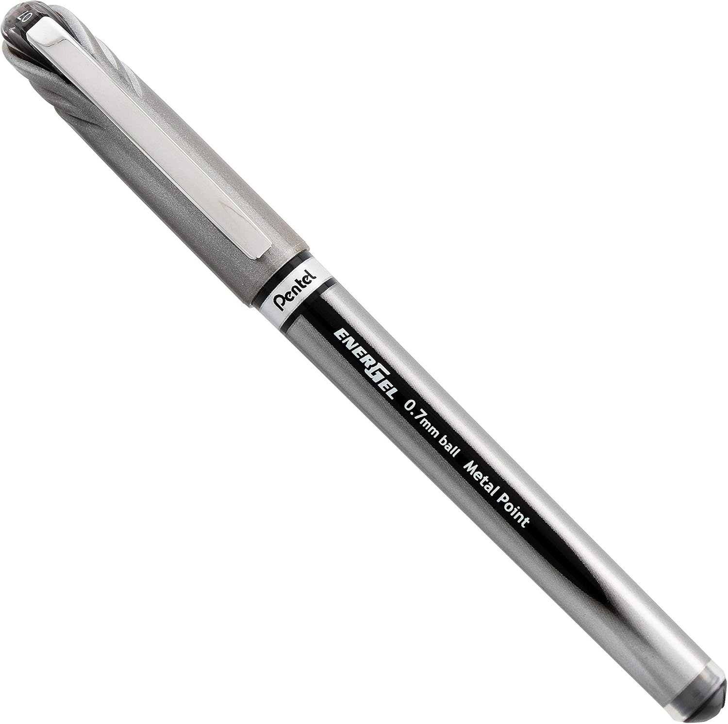 image:imagePentel EnerGel NV Liquid Gel Pen 07mm Medium Line Capped Metal Tip Black Ink Box of 12 BL27ABL27APack of 48