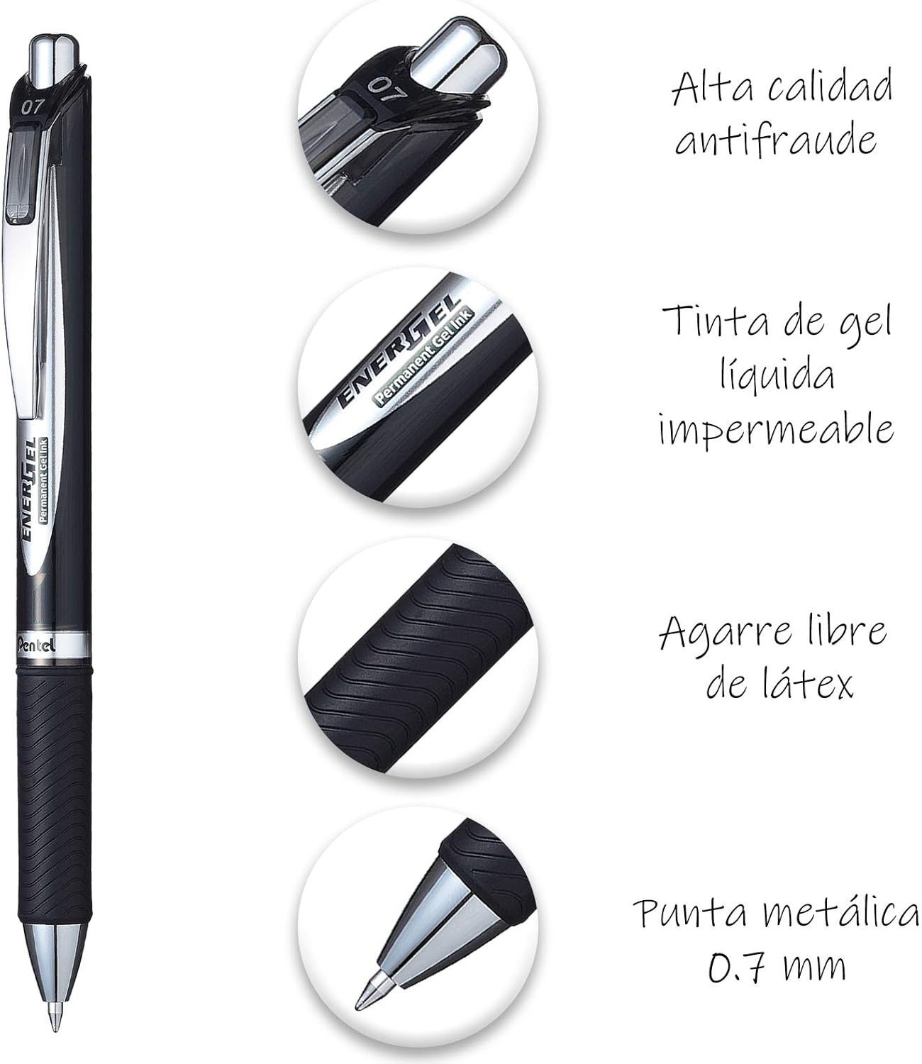 image:imagePentel EnerGel PRO Permanent Gel Pen 07mm Medium Line Red Ink Box of 12 Pens BLP77BBlack