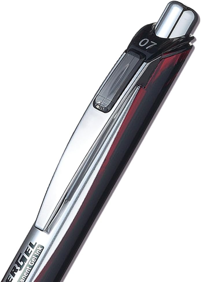 image:imagePentel EnerGel PRO Permanent Gel Pen 07mm Medium Line Red Ink Box of 12 Pens BLP77BRed