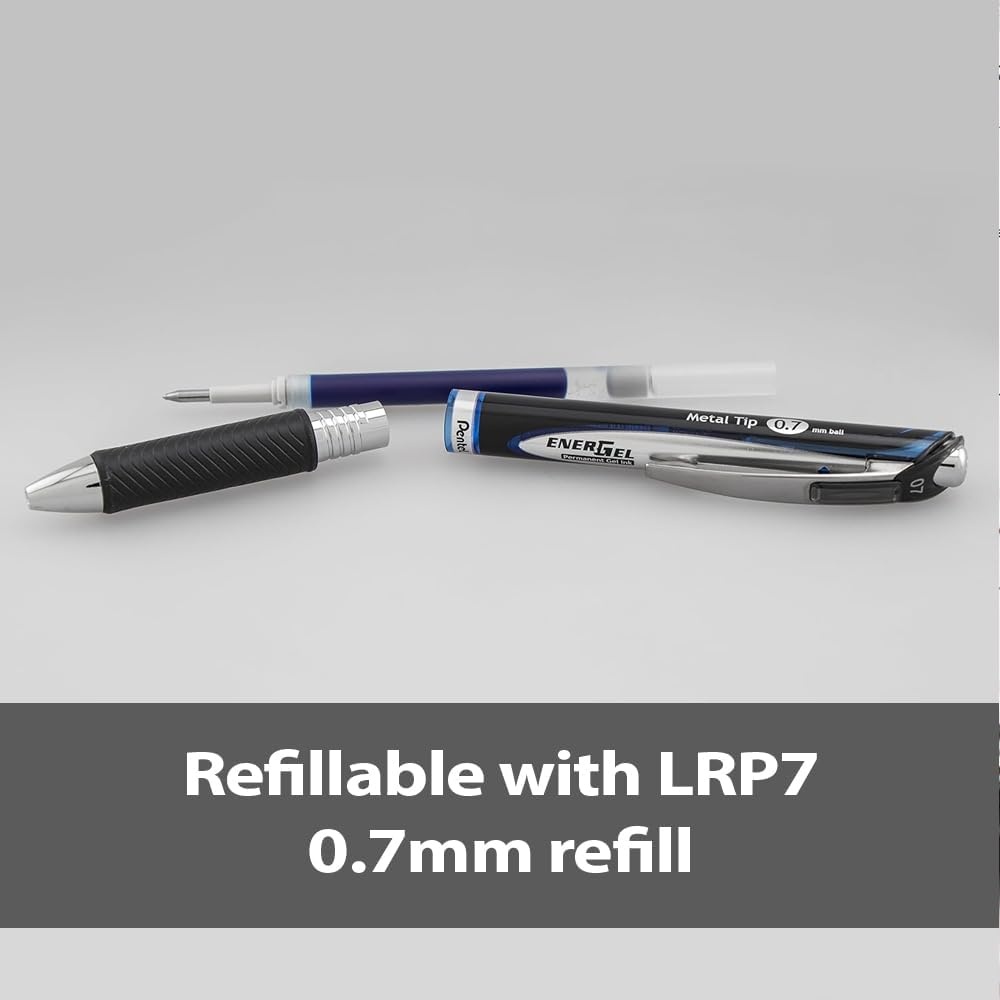 image:imagePentel EnerGel PRO Permanent Gel Pen 07mm Medium Line Red Ink Box of 12 Pens BLP77BRed