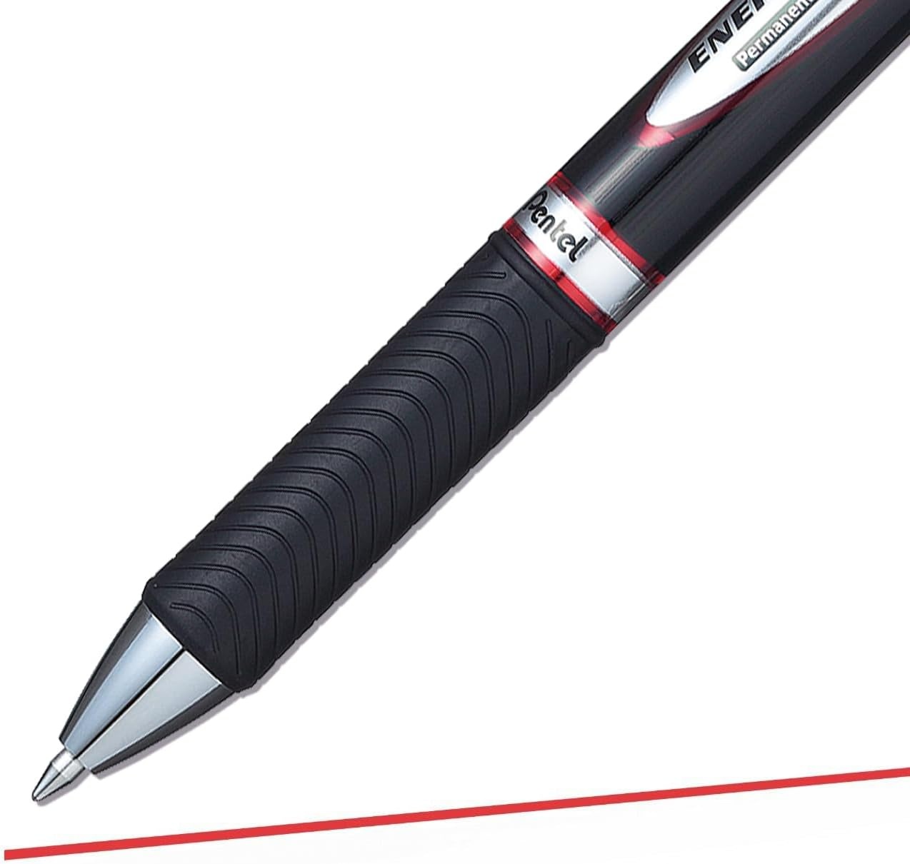 image:imagePentel EnerGel PRO Permanent Gel Pen 07mm Medium Line Red Ink Box of 12 Pens BLP77BRed