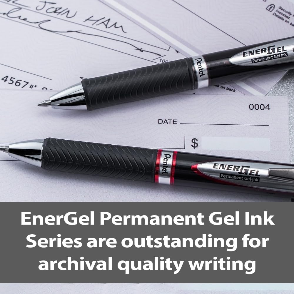 image:imagePentel EnerGel PRO Permanent Gel Pen 07mm Medium Line Red Ink Box of 12 Pens BLP77BRed