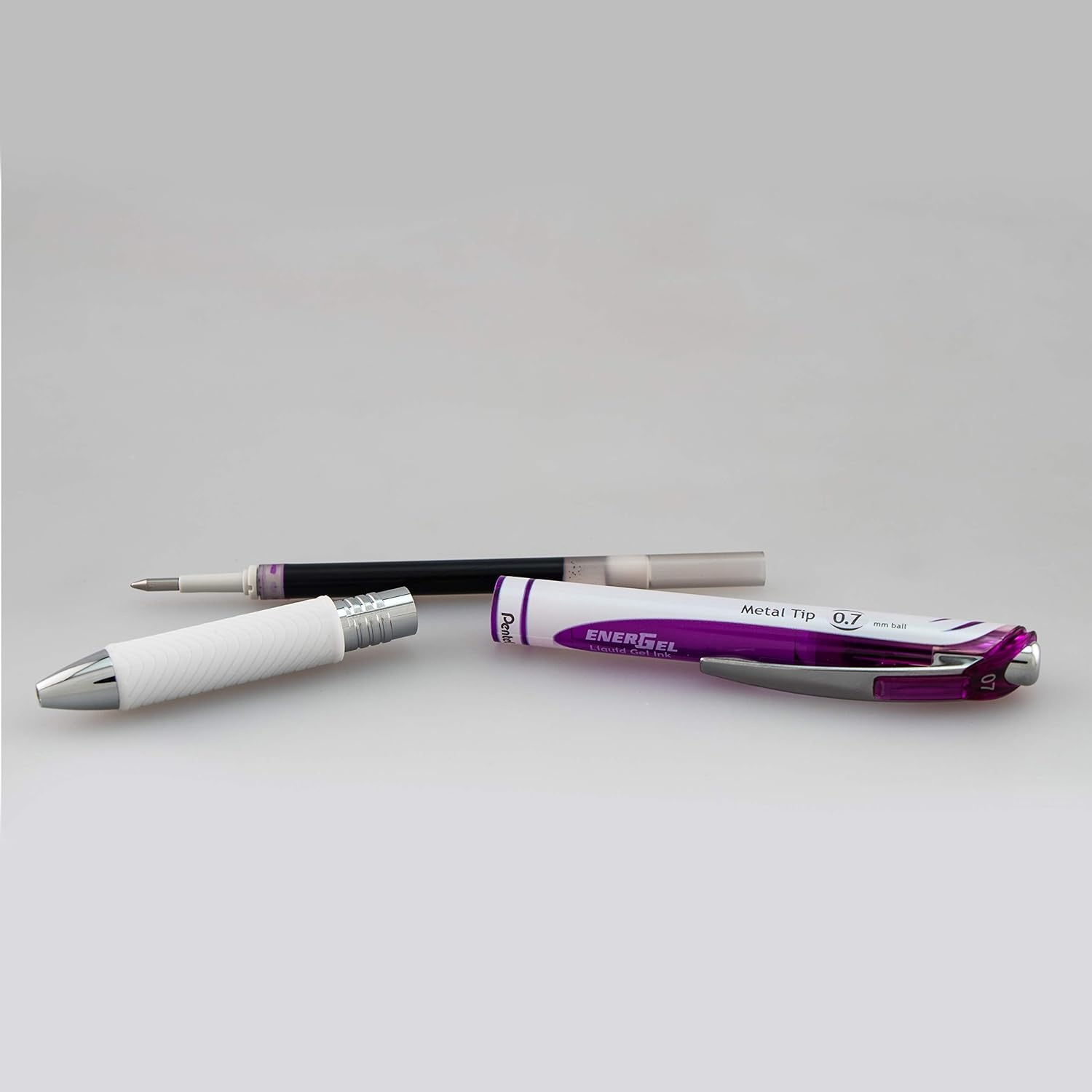 image:imagePentel EnerGel Pearl Deluxe RTX Retractable Liquid Gel Pen 07mm Accent Black Ink 2 Pack BL77WBP2APinkViolet