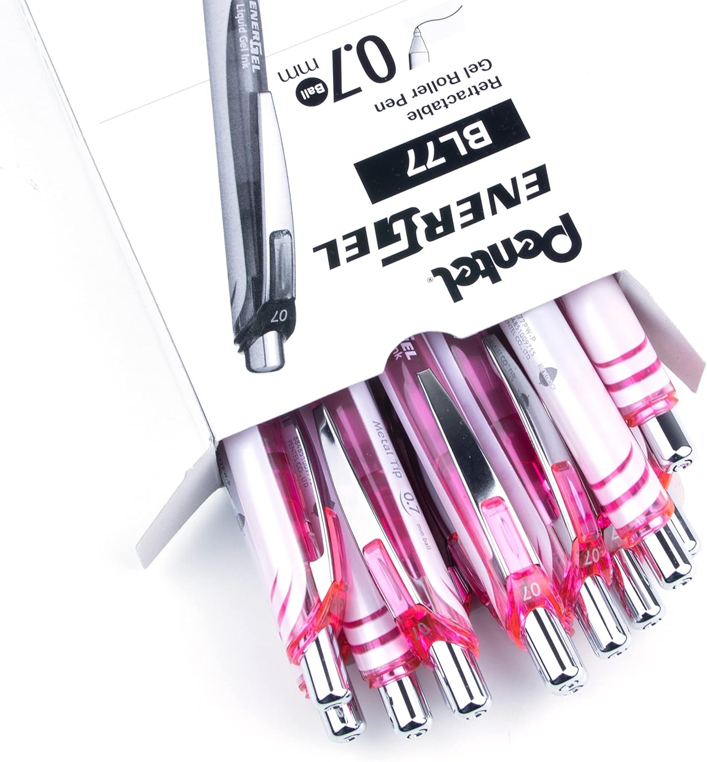 image:imagePentel EnerGel Pearl Deluxe RTX Retractable Liquid Gel Pen 07mm Accent Violet Ink Box of 12 BL77PWVPink