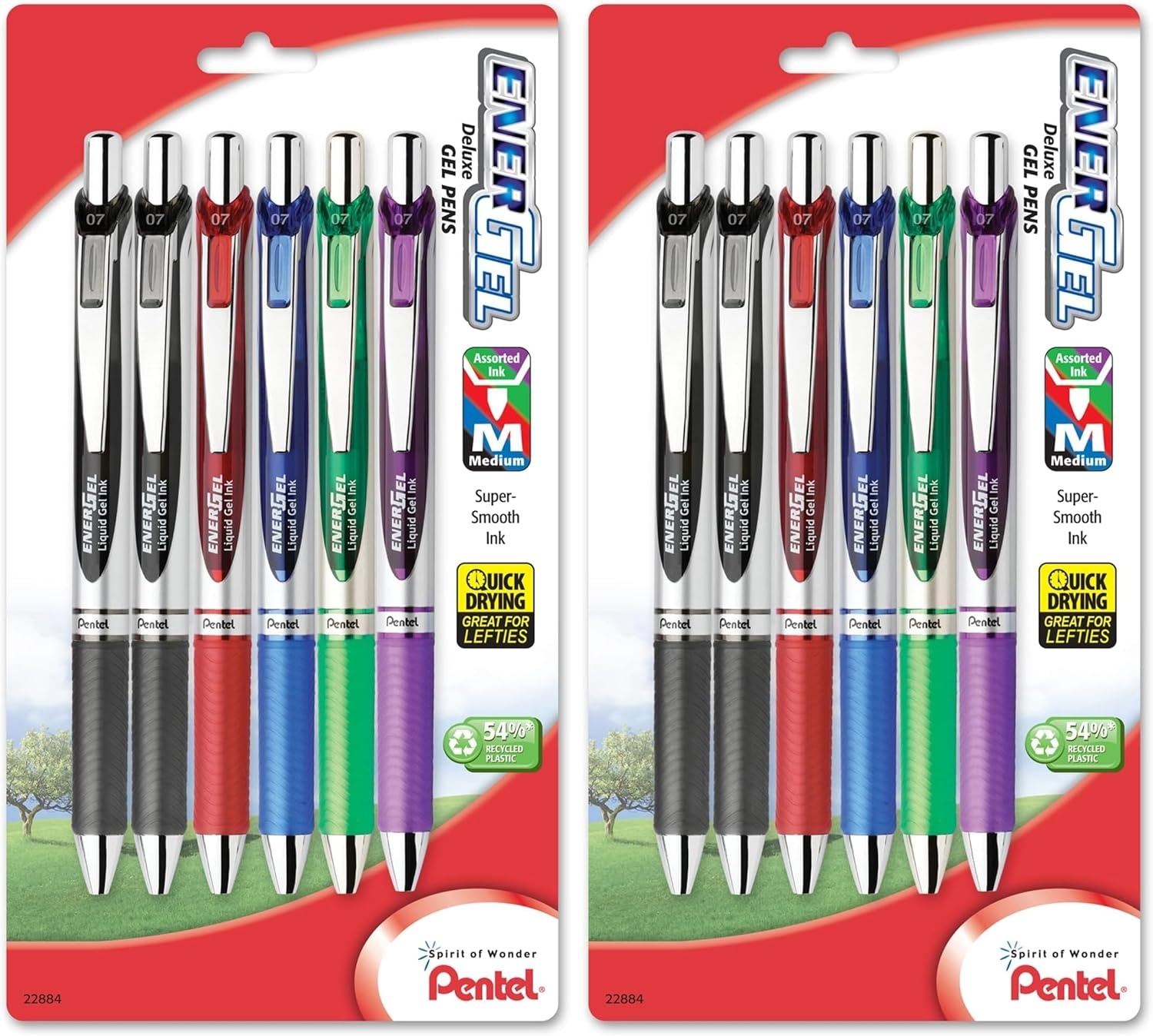 image:imagePentel EnerGel RTX Retractable Liquid Gel Pen 07mm Medium Line Metal Tip Black Ink Pack of 6 BL77BP6AAssorted