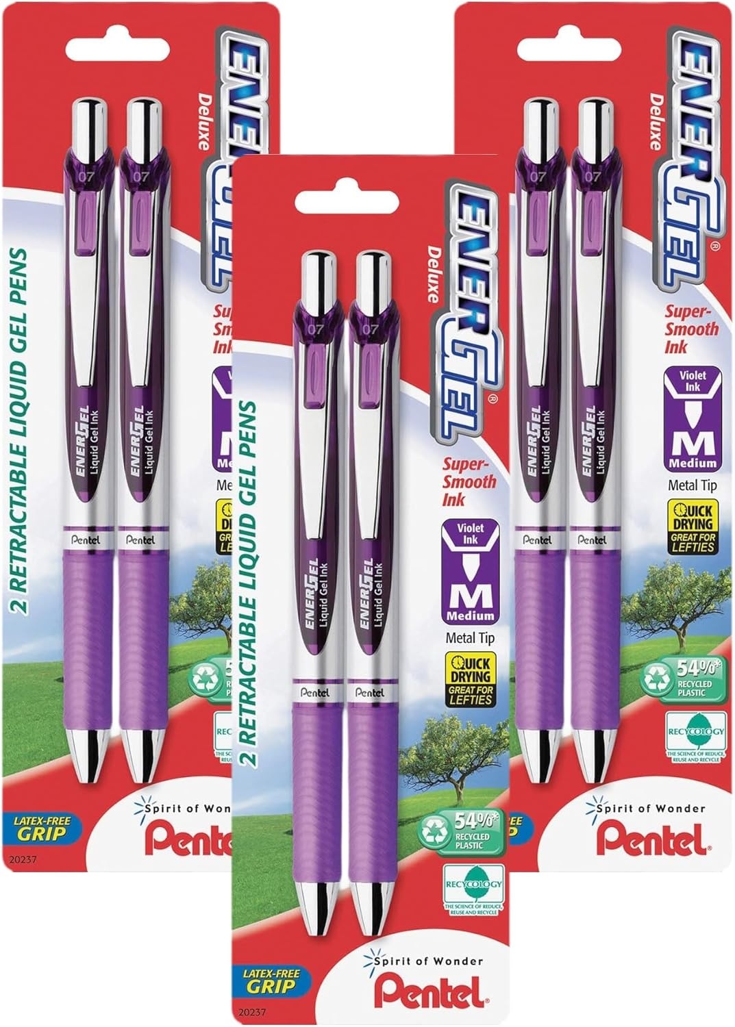 image:imagePentel EnerGel RTX Retractable Liquid Gel Pen 07mm Medium Line Metal Tip Green Ink Pack of 2 BL77BP2DViolet